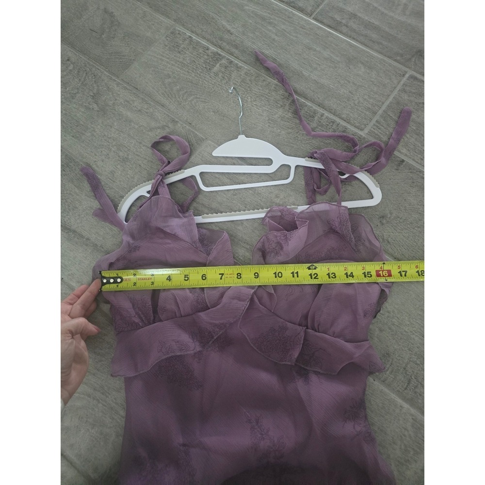 Rihoas Purple Floral Chiffon Ruffle Maxi Dress Tie Strap Fairycore Romantic S - Picture 6 of 12